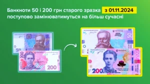 НБУ проведе заміну банкнот 50 та 200 гривень старого зразка