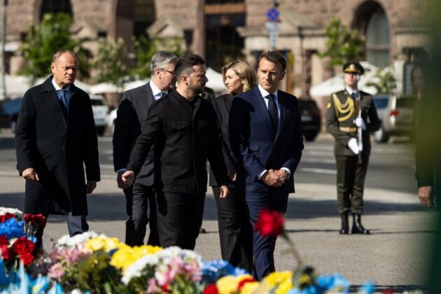 Макрон, Стармер і Мерц у Києві: зустріч «коаліції рішучих» розпочалася