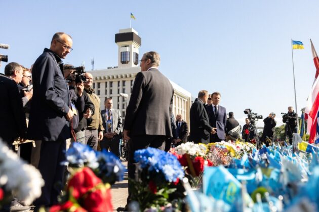 Макрон, Стармер і Мерц у Києві: зустріч «коаліції рішучих» розпочалася