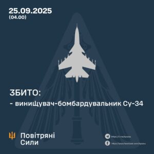 ЗСУ збили російський бомбардувальник Су-34 на Запорізькому напрямку