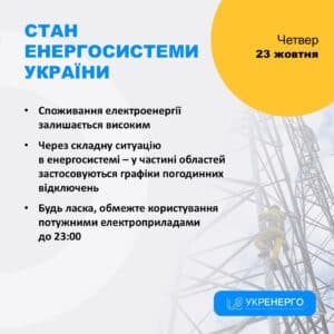 У 12 областях України діють графіки відключень електроенергії