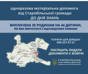 35 родин Старобільської громади отримали кошти до Дня знань