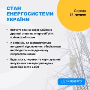 Масштабні відключення світла після чергових ударів рф
