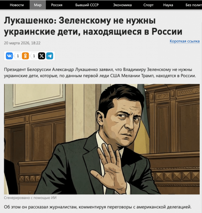 Фейк: Зеленському не потрібні українські діти, які перебувають у Росії, — Лукашенко