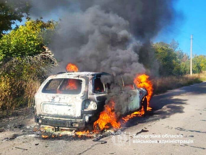 Атака на Запоріжжя: російський дрон влучив у авто