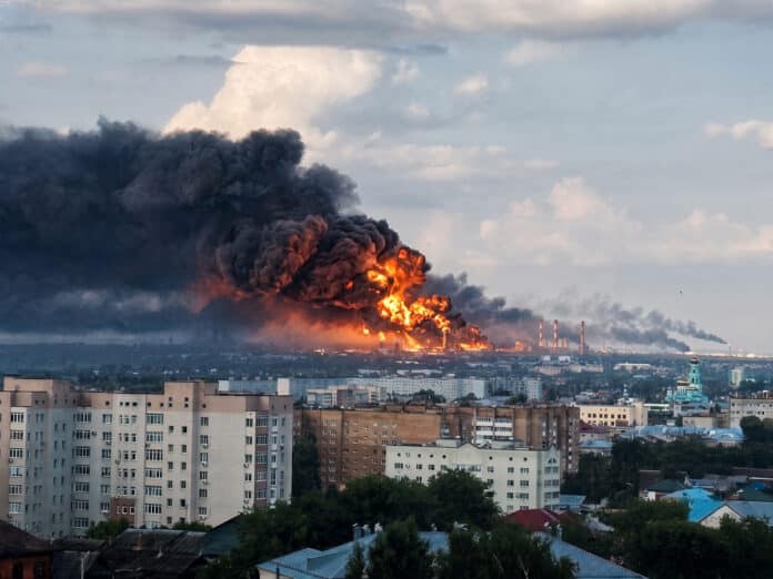 Українські дрони повністю вивели з ладу первинну переробку Сизранського НПЗ на росії