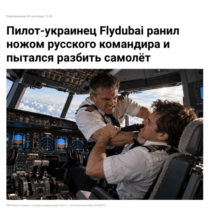 Фейк: Аварійну посадку рейсу Flydubai спричинила сутичка пілотів – українця та росіянина